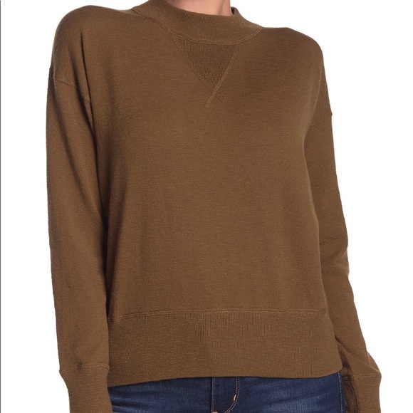 Madewell Tops - Madewell Relaxed Mock Neck Sweatshirt Brown Medium